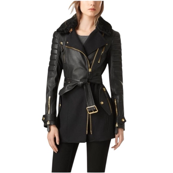 Burberry Jackets & Blazers - Burberry Brit Black Leather Moto Coat – Size 2/XS